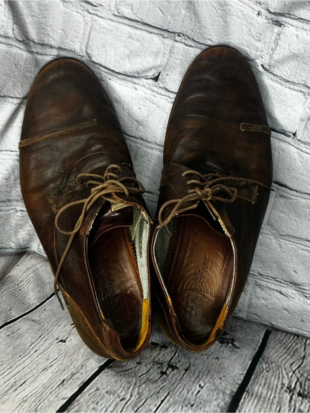 Patina Distressed Brown Leather Lace Up Soft Steampunk Suede Heel Oxfords Sz 10